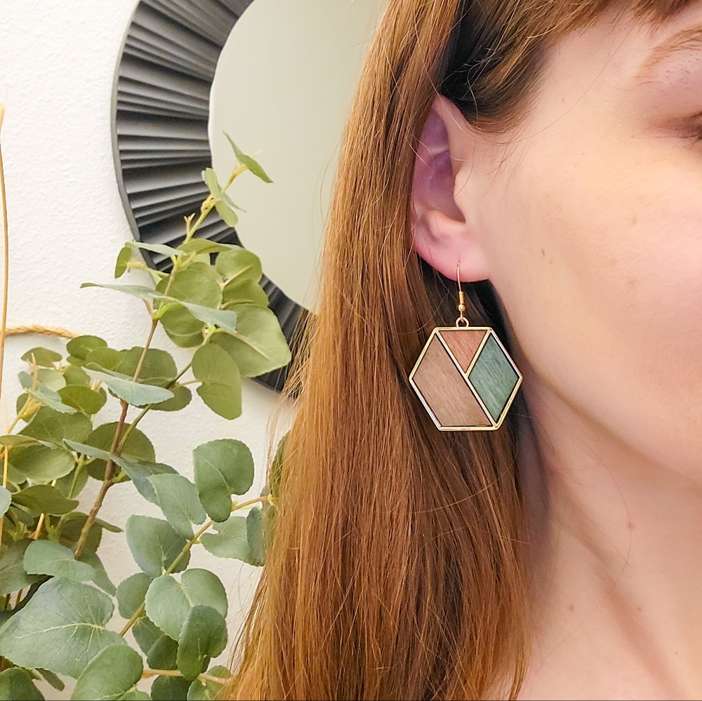 Boho Hexagon Dangle Earrings